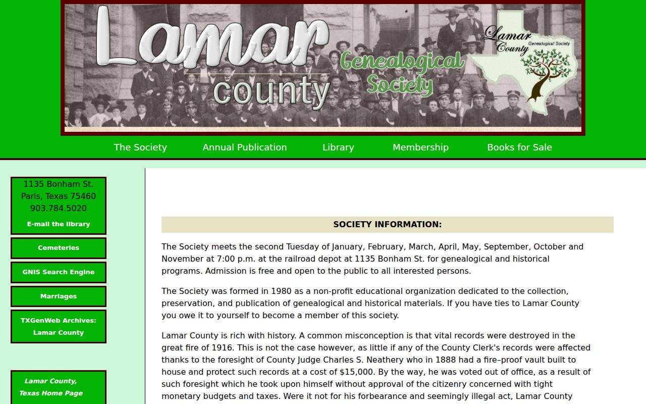 Paris previous residents research at the Lamar County Genealogical Society