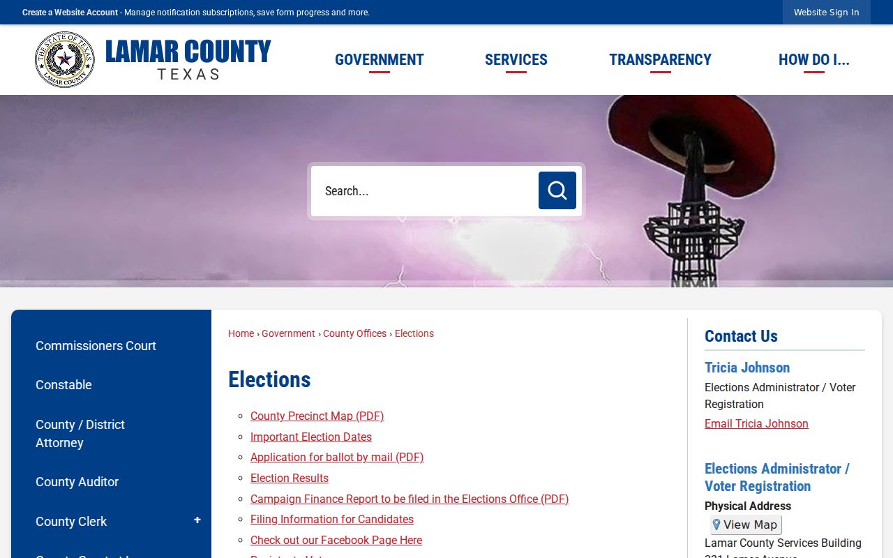 Paris residents directory Lamar County election files