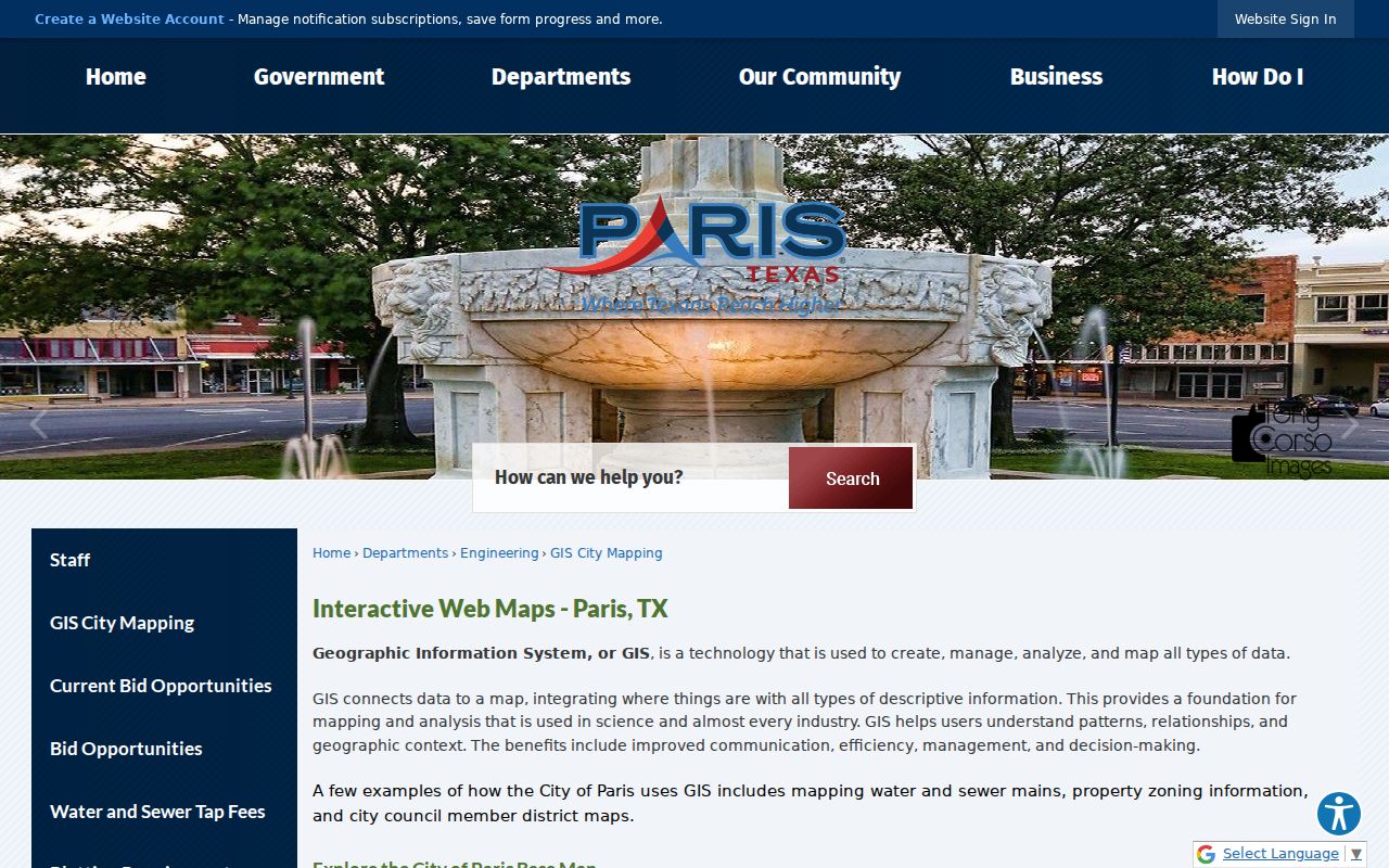 Paris neighbors City GIS basemap and layer controls