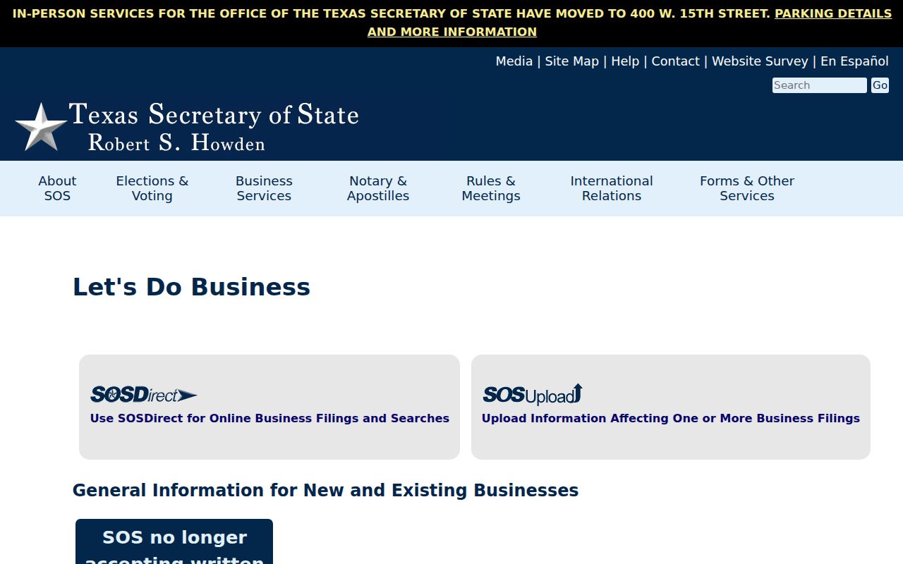 Paris residents directory Texas SOS business search route
