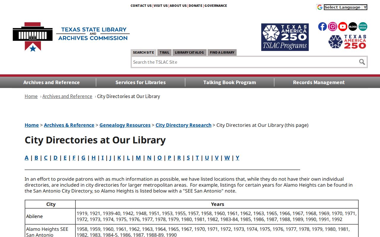 Paris previous residents directory holdings at TSLAC